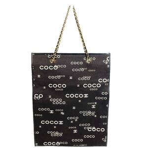 CHANEL Vintage Black Leather Logo Shoulder Bag